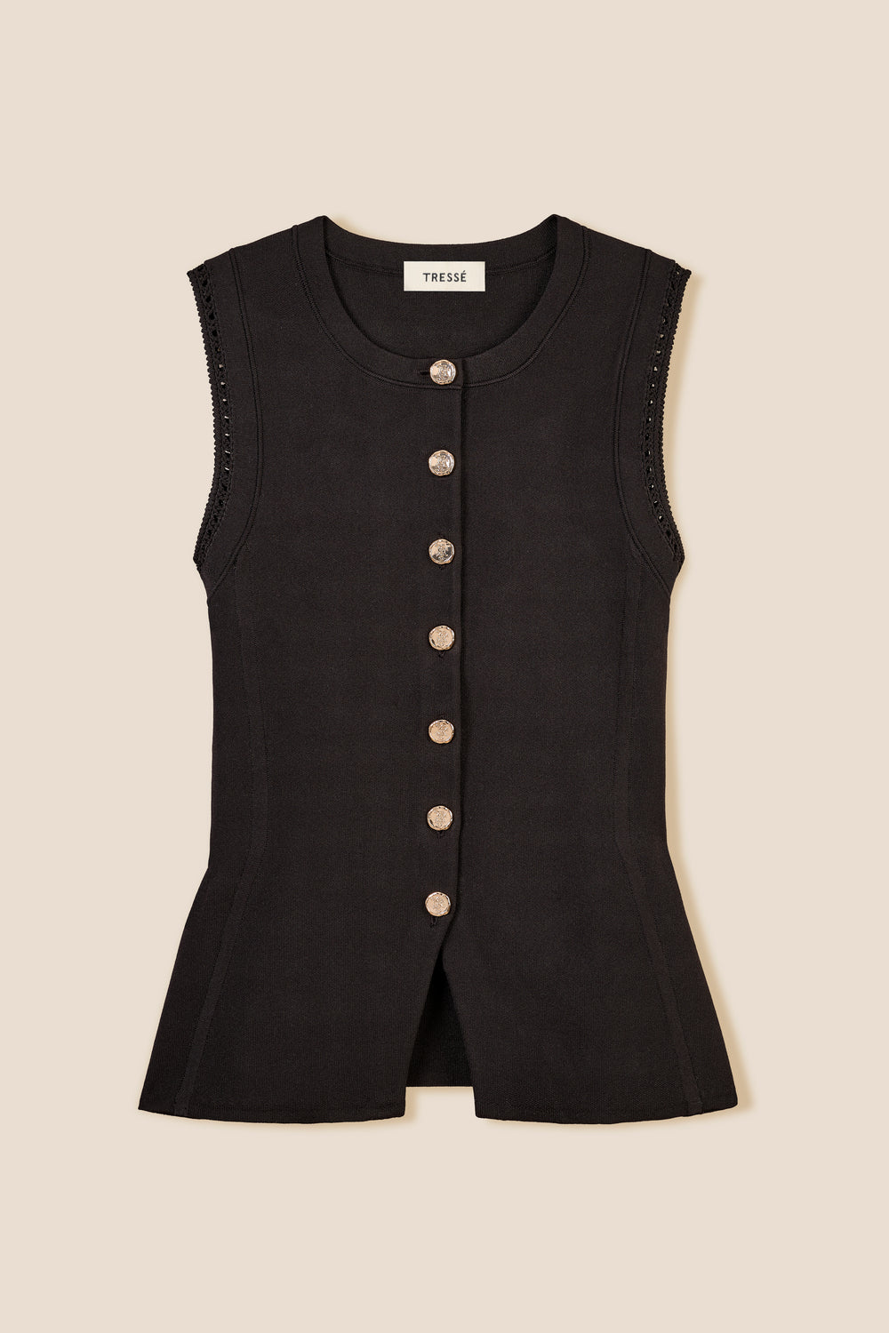 Buttoned mesh top