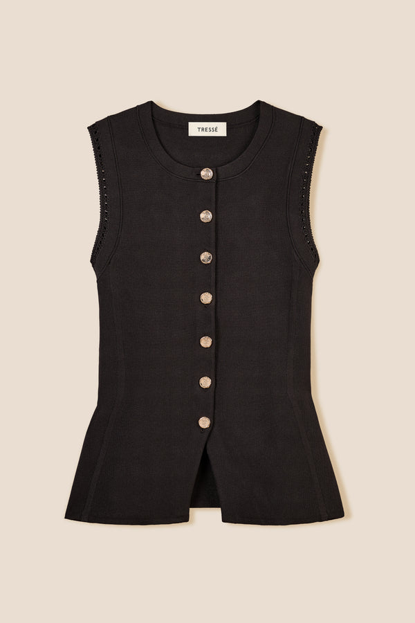 Buttoned mesh top