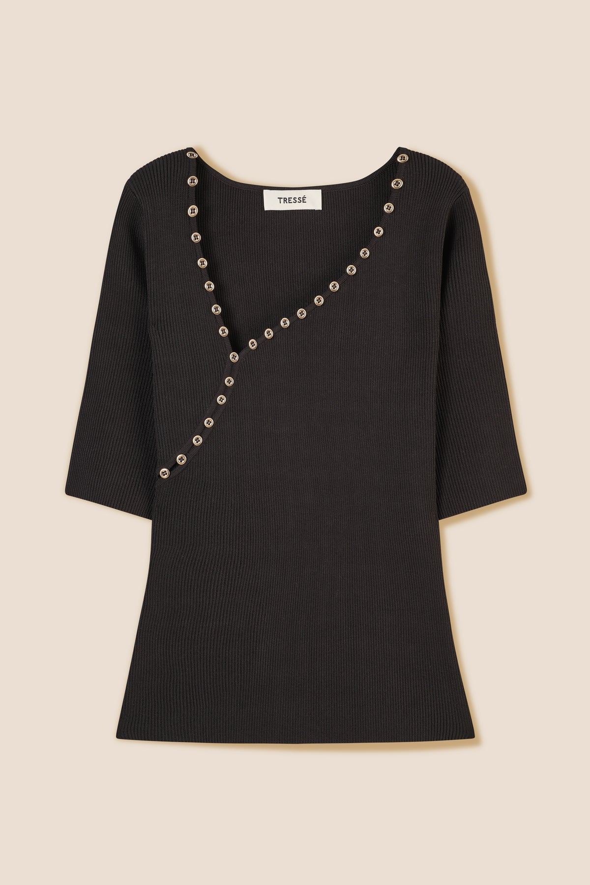Top in maglia con scollo asimmetrico