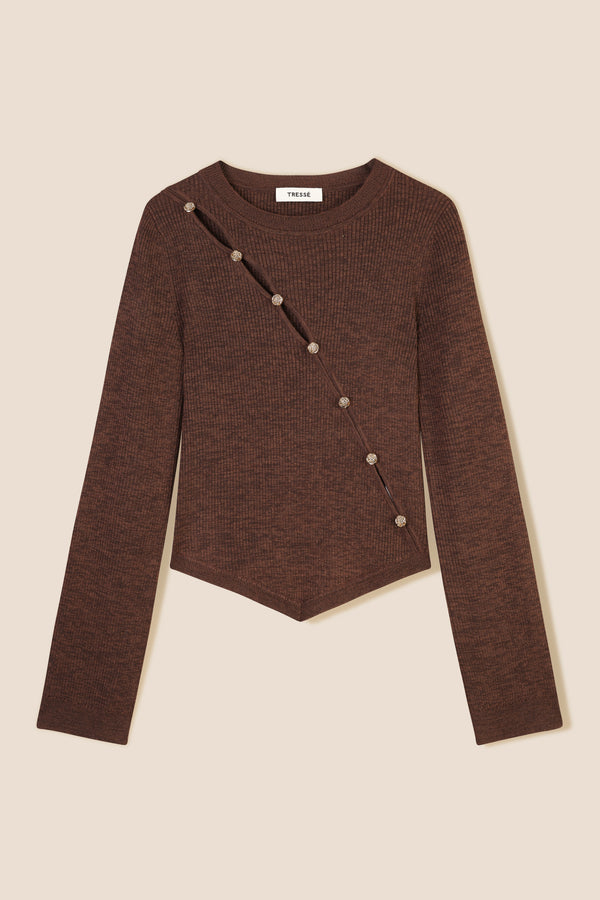 Diagonal opening sweater