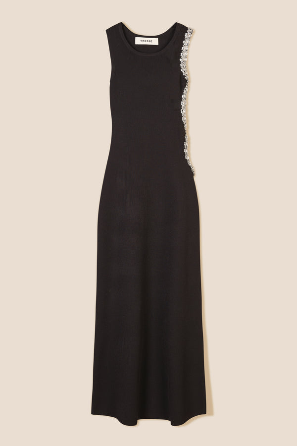 Dress with rhinestone openings