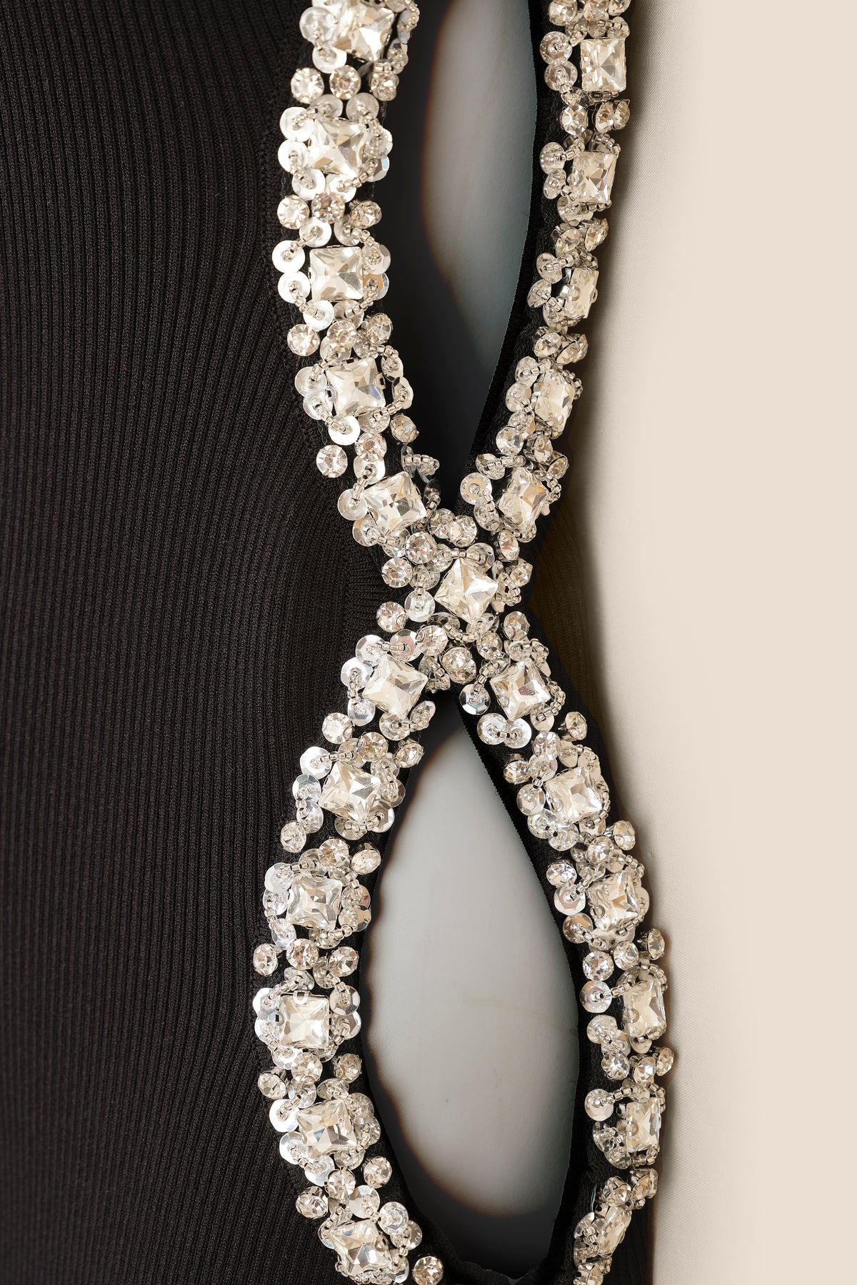 Dress with rhinestone cut-outs