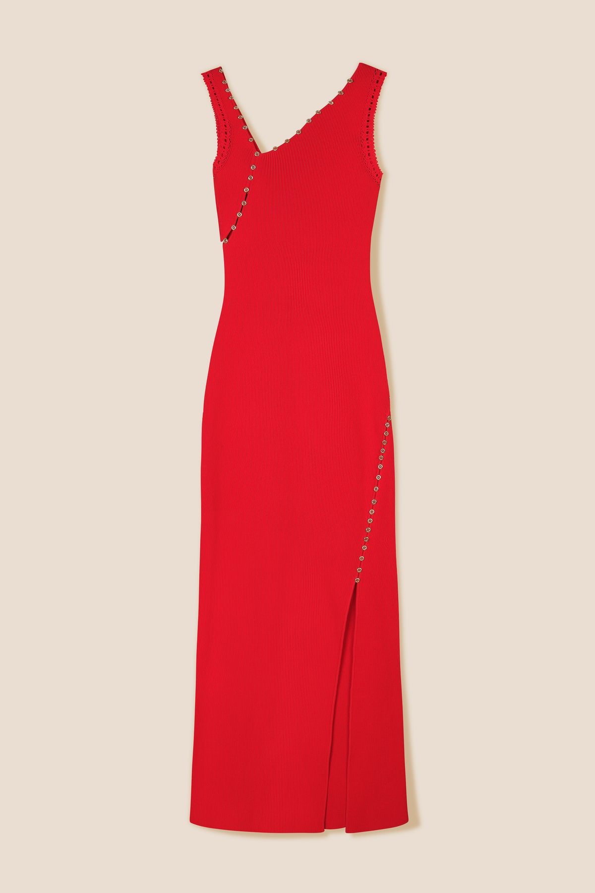 Vestido de punto con escote asimétrico