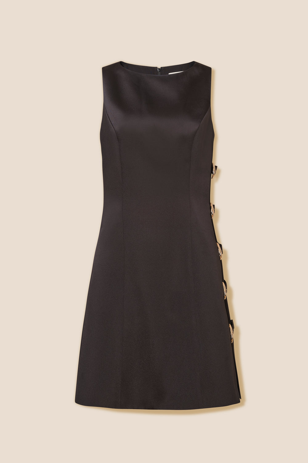 Short black satin dress