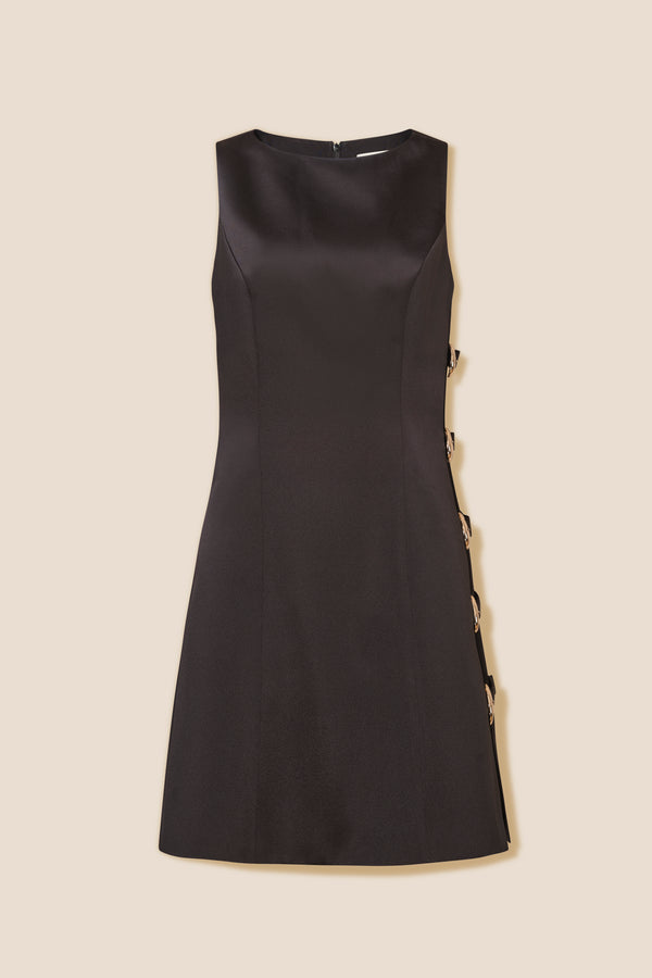 Short black satin dress