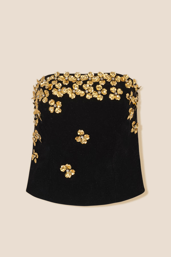Bustier decorated with golden flowers