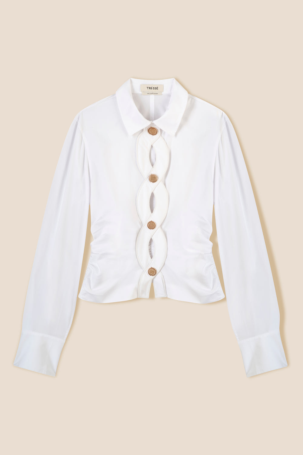 Short shirt with braid opening