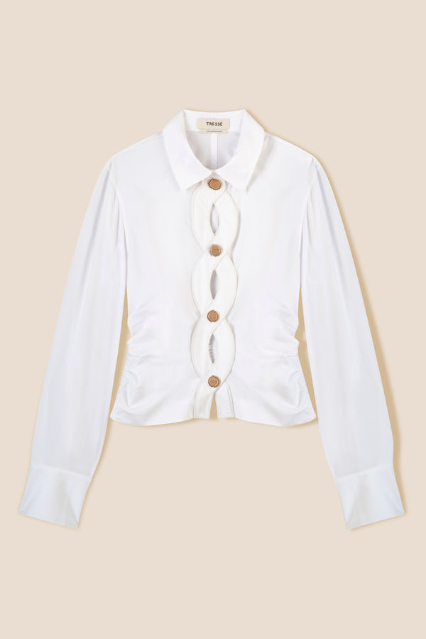 Short shirt with braid opening