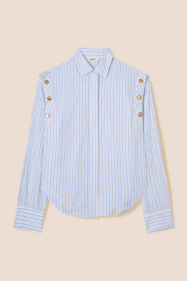 Striped snap button shirt