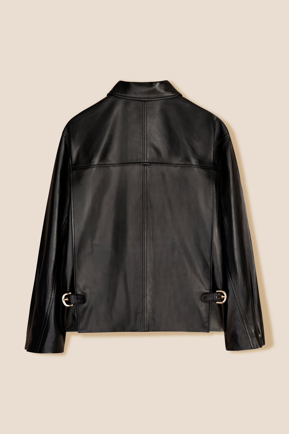 Leather jacket with bib