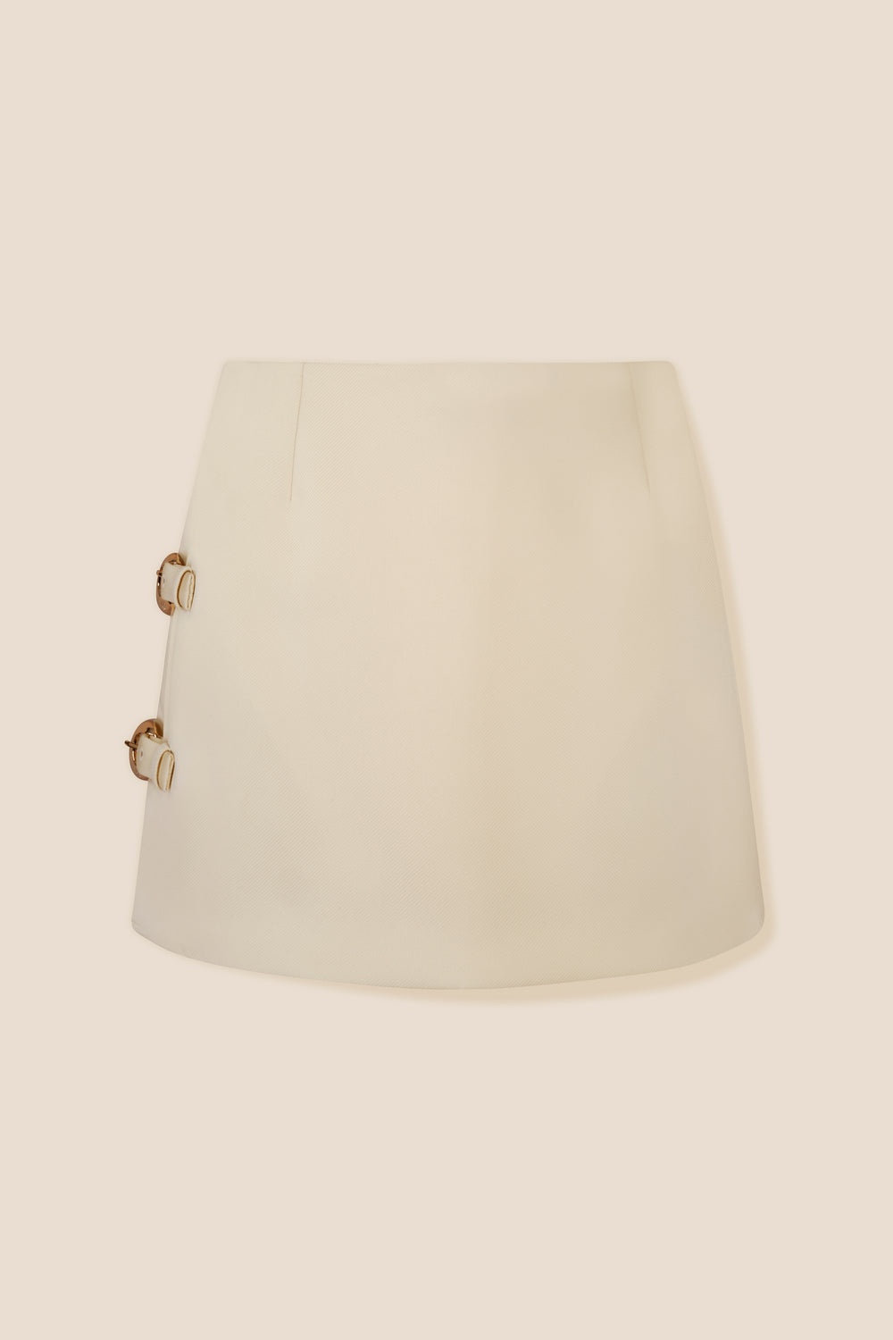 Short ecru satin skirt