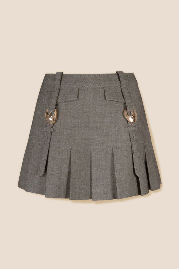 Pleated skirt with straps