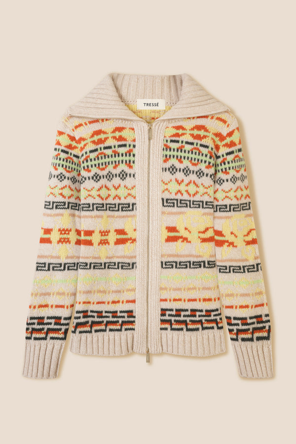 Jacquard pattern cardigan
