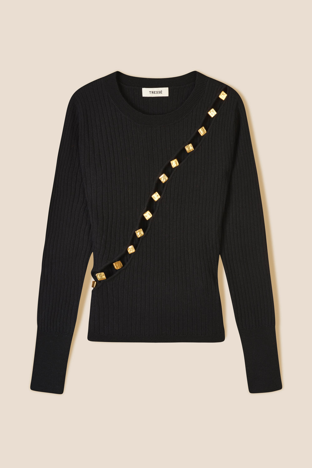 Diagonal opening sweater