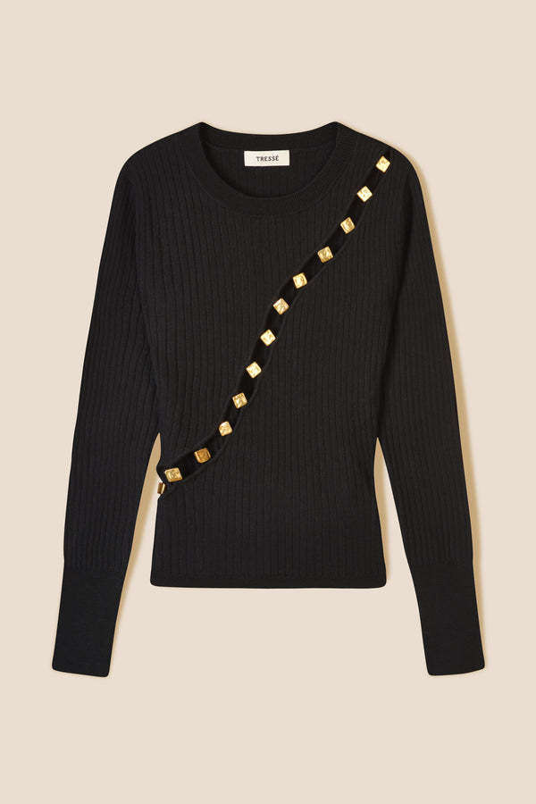 Diagonal opening sweater