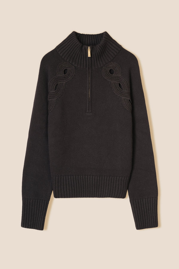 Braided opening sweater