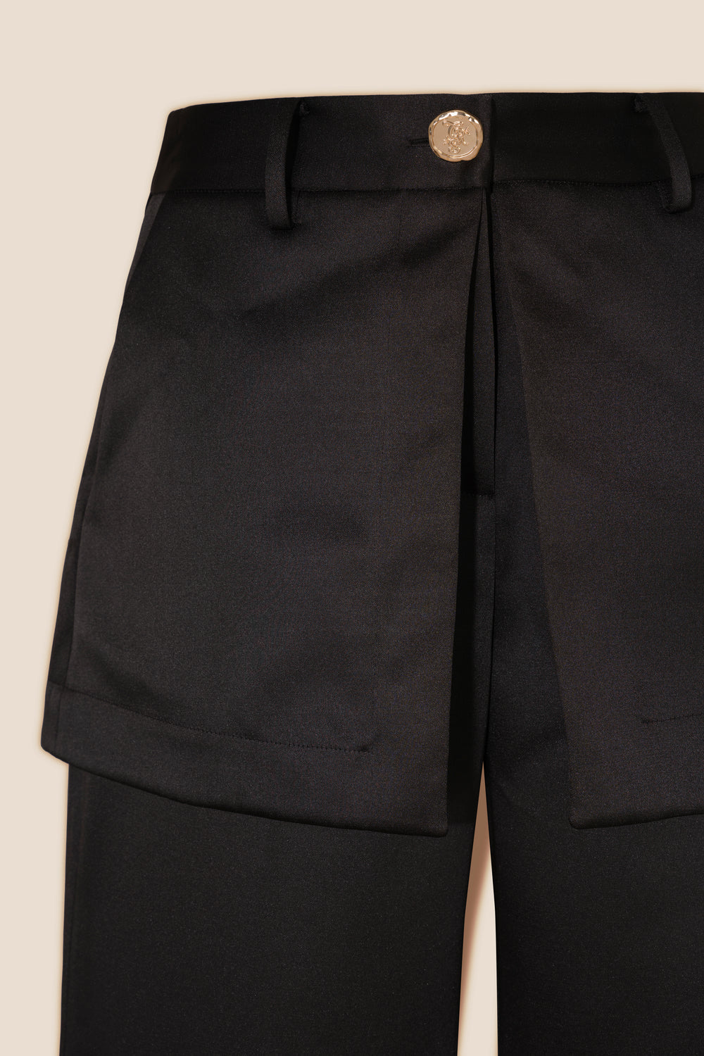 Satin skirt-effect pants