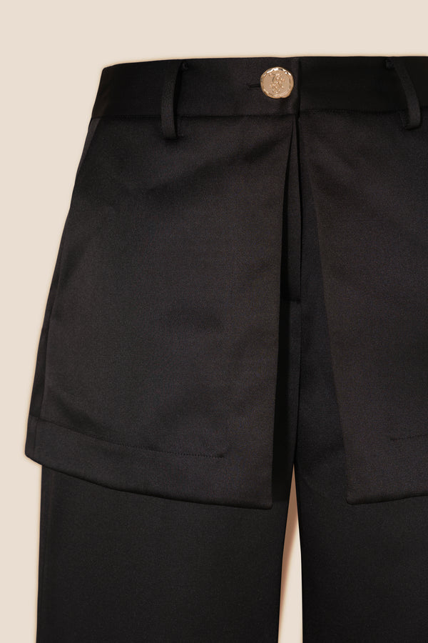 Satin skirt-effect pants