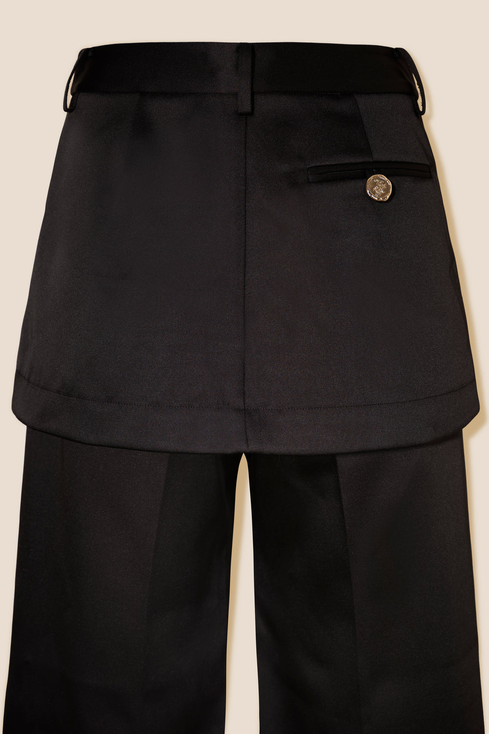 Satin skirt-effect pants