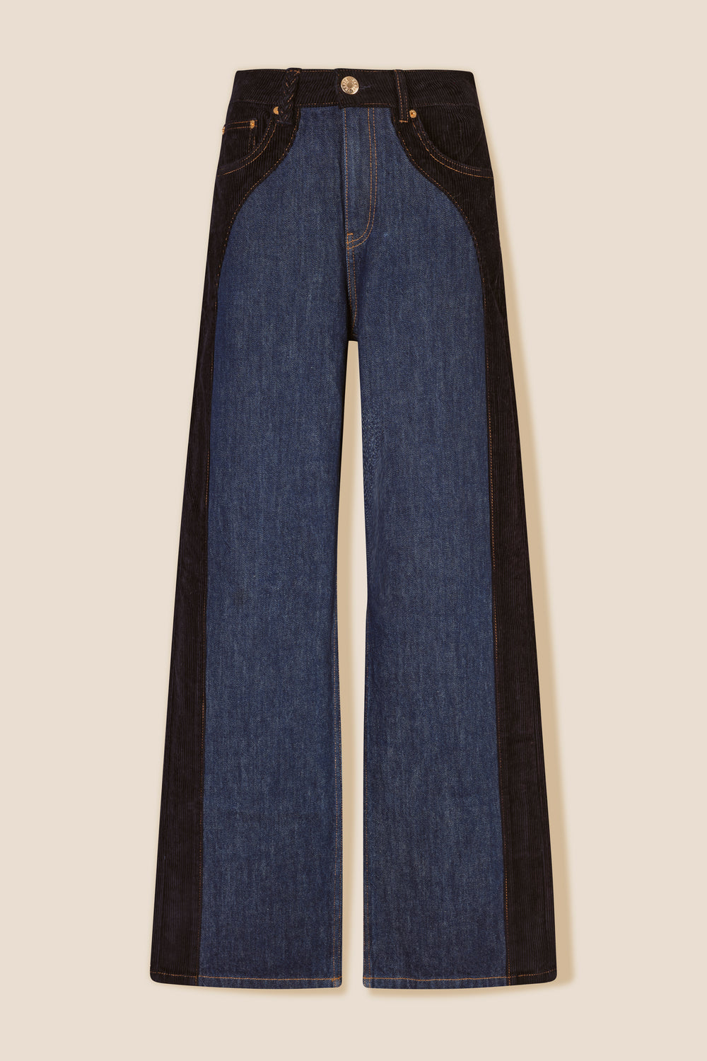 Denim with velvet inserts