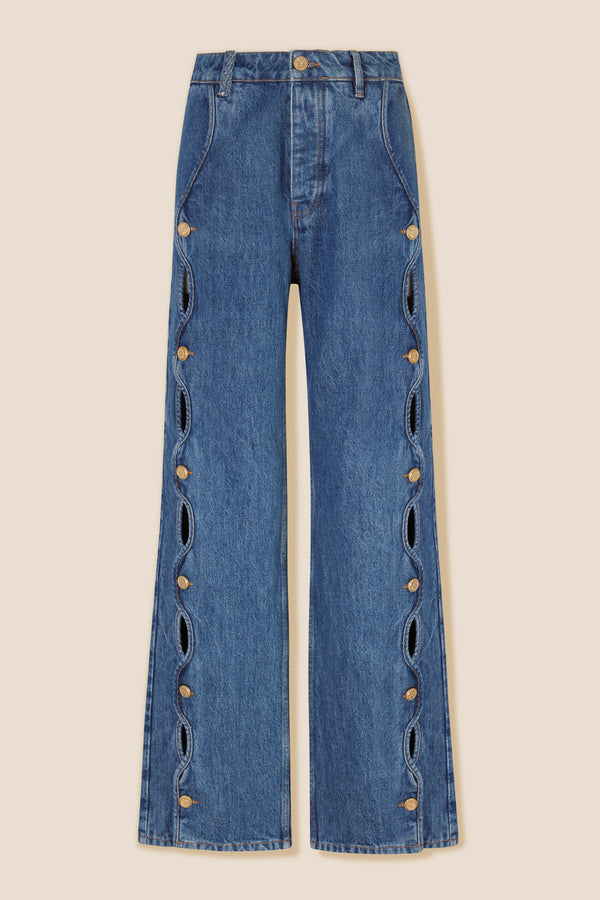 Cut-out denim