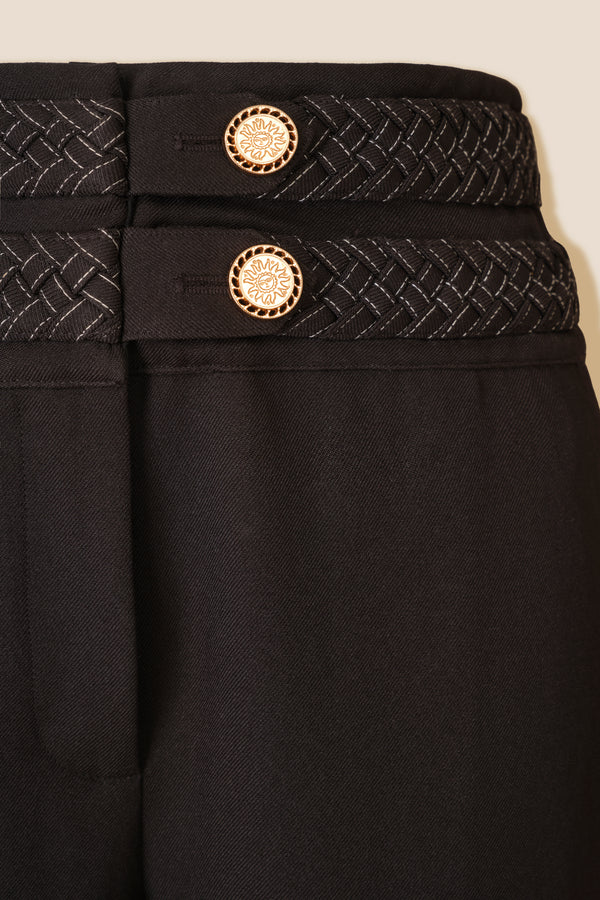 Pants with braided belt