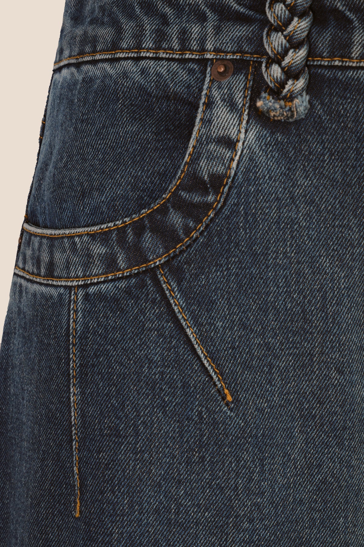 Topstitched denim