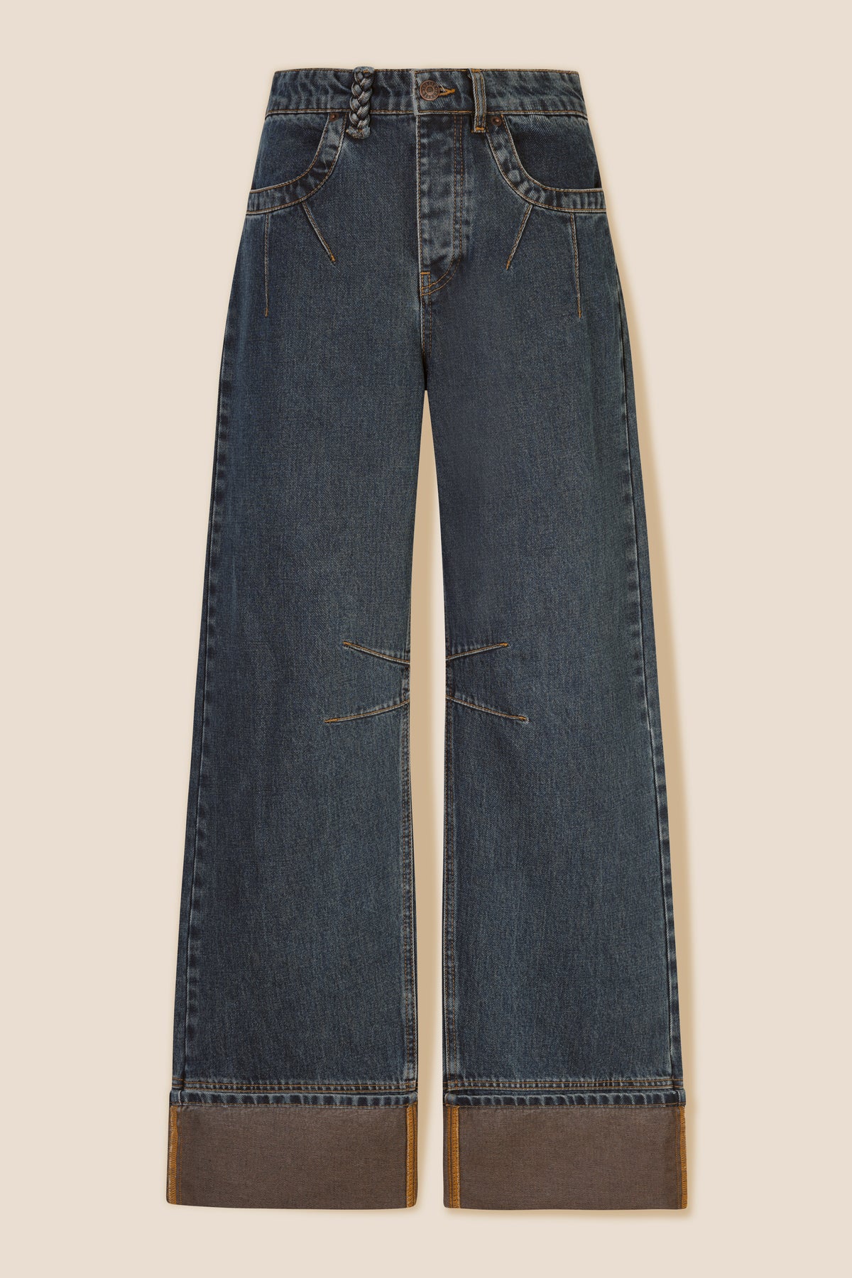 Topstitched denim