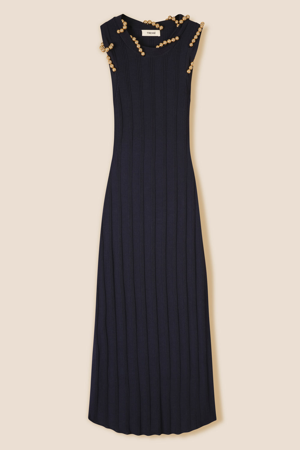 Mesh dress with gold beads