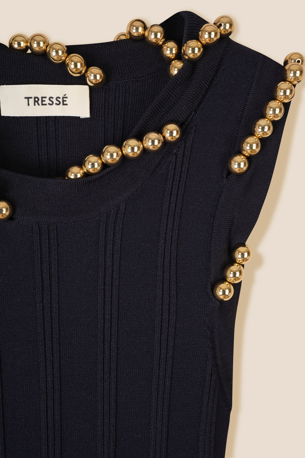 Mesh dress with gold beads