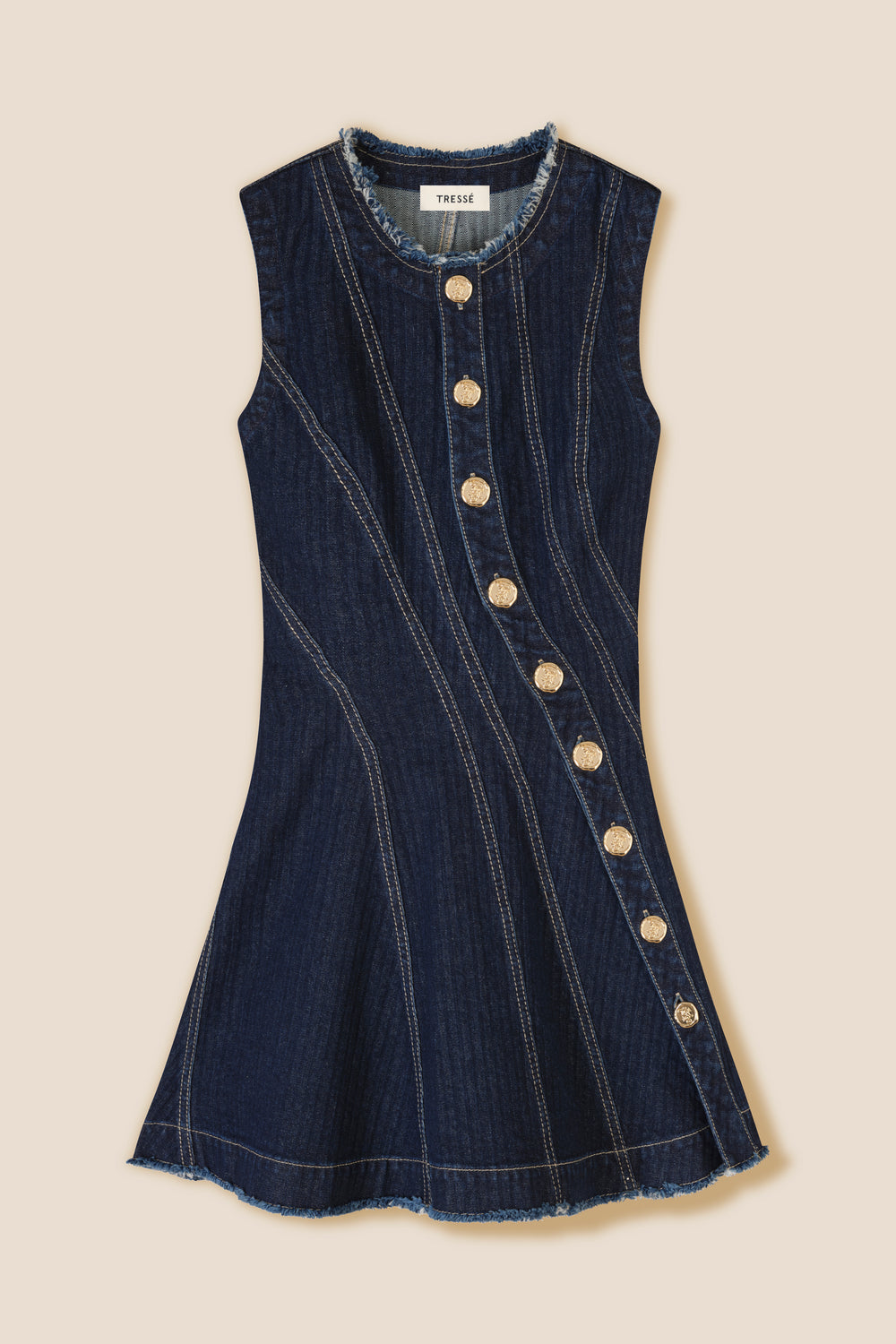 Denim dress with bias cut