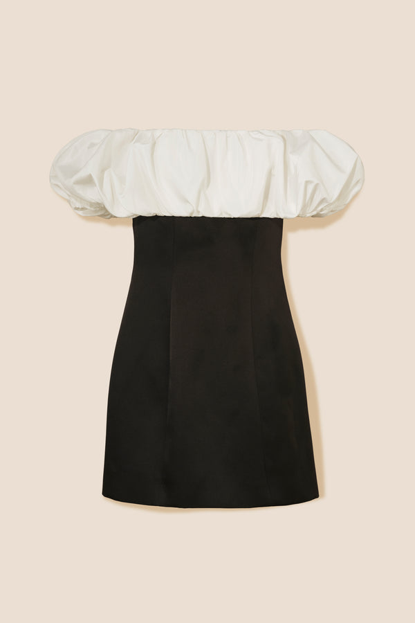 Two-tone satin strapless dress
