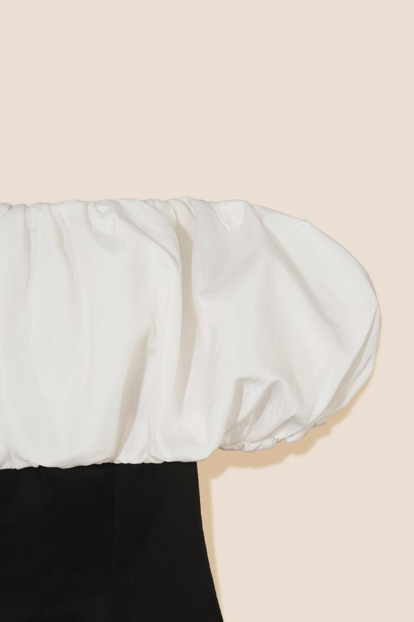 Two-tone satin strapless dress