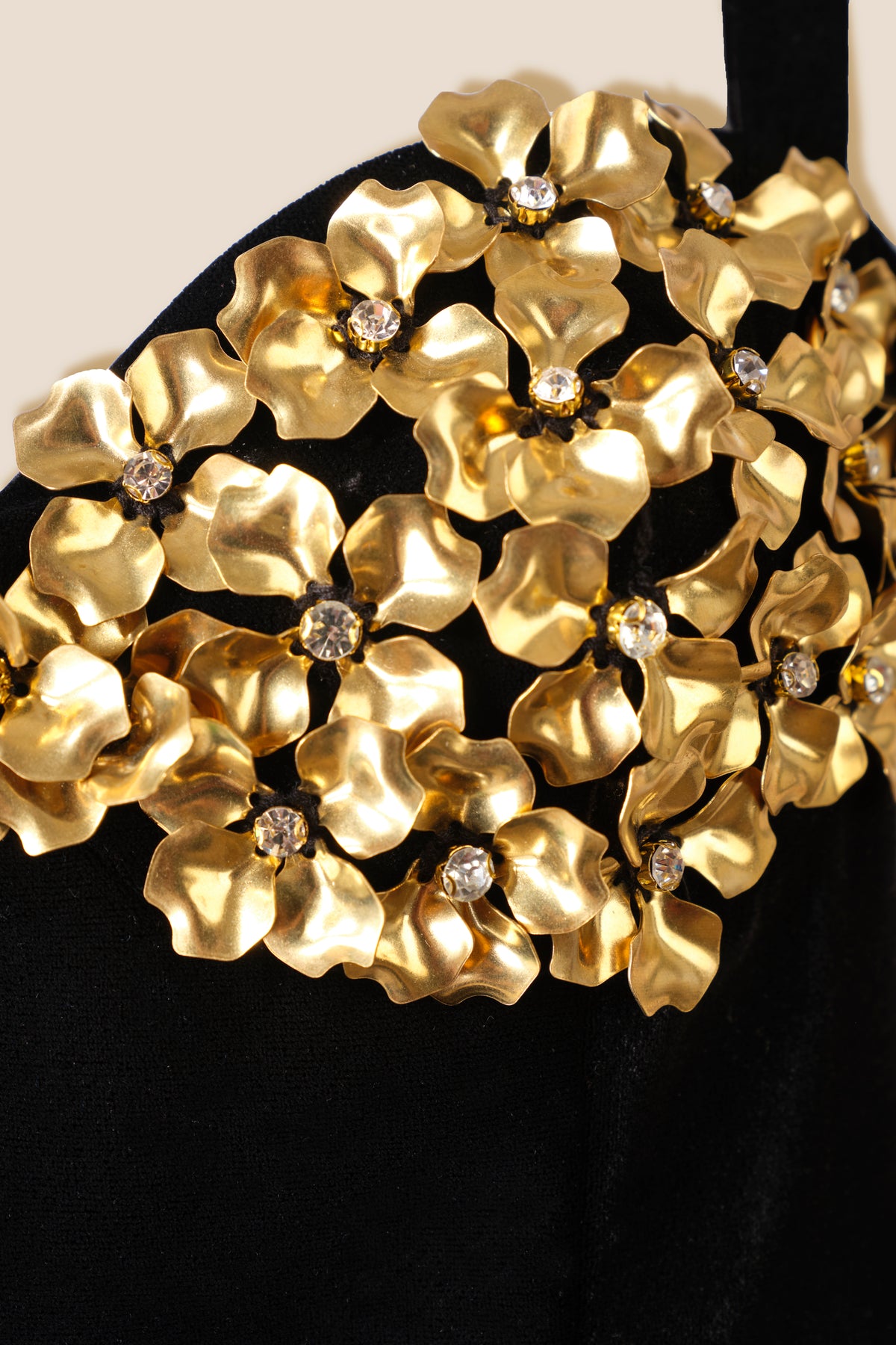 Bustier dress with gold flowers