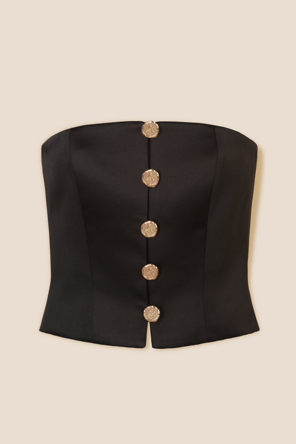Black satin bustier