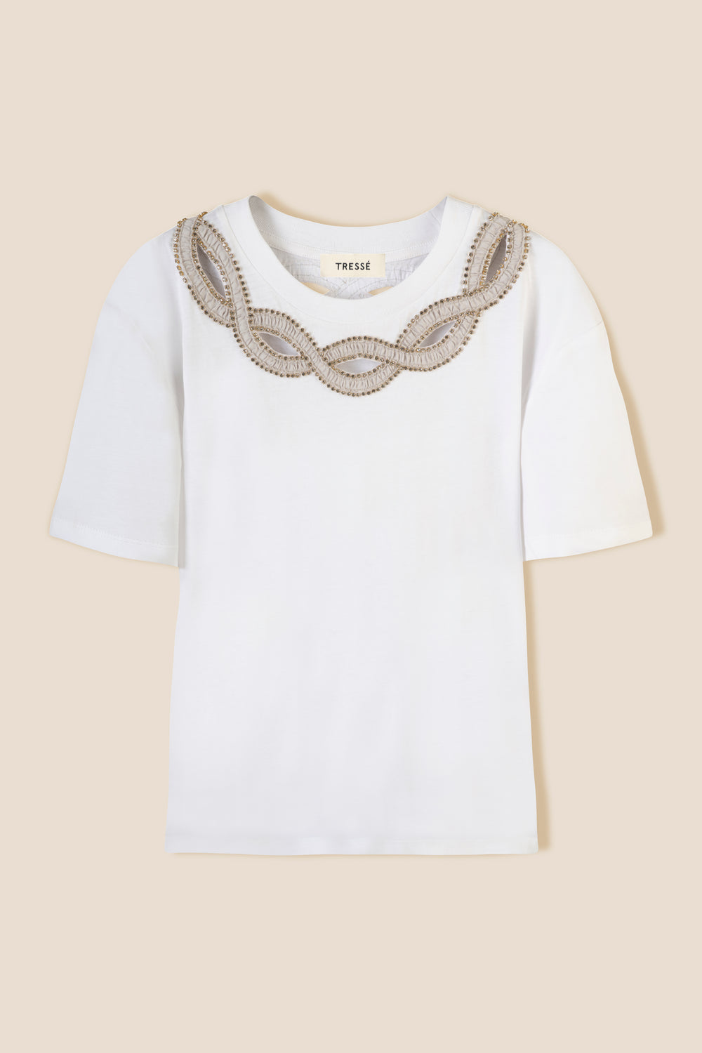 Braided collar T-shirt