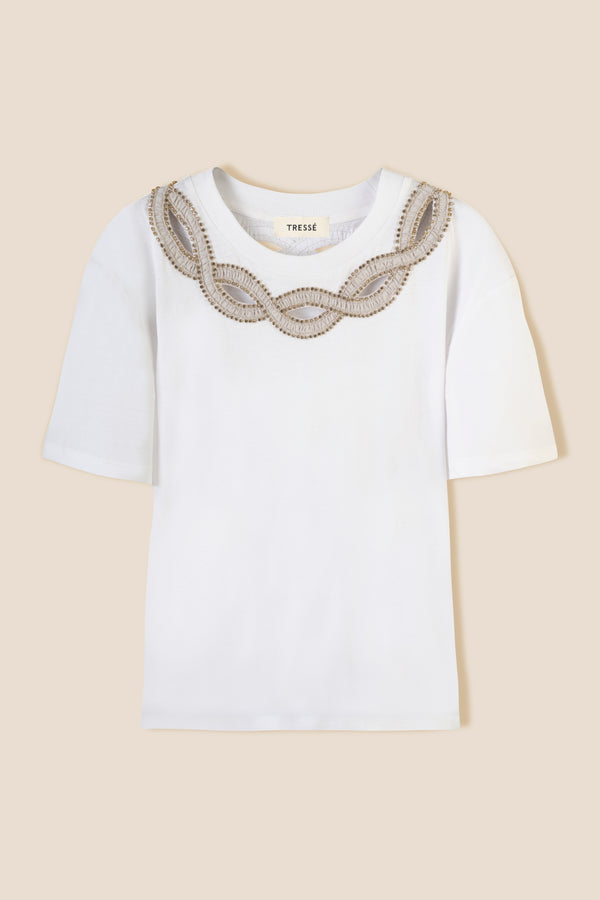 Braided collar T-shirt