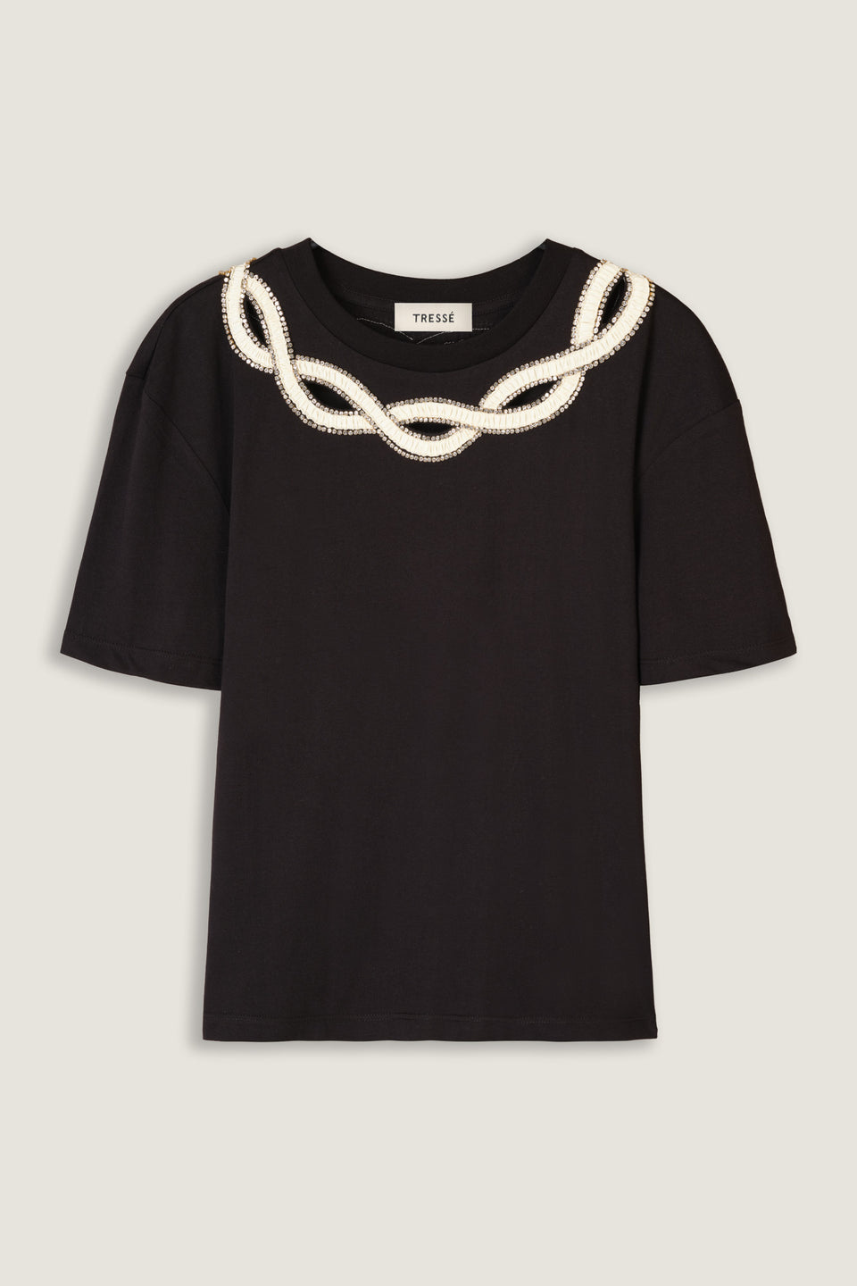 T-shirt à col tresse