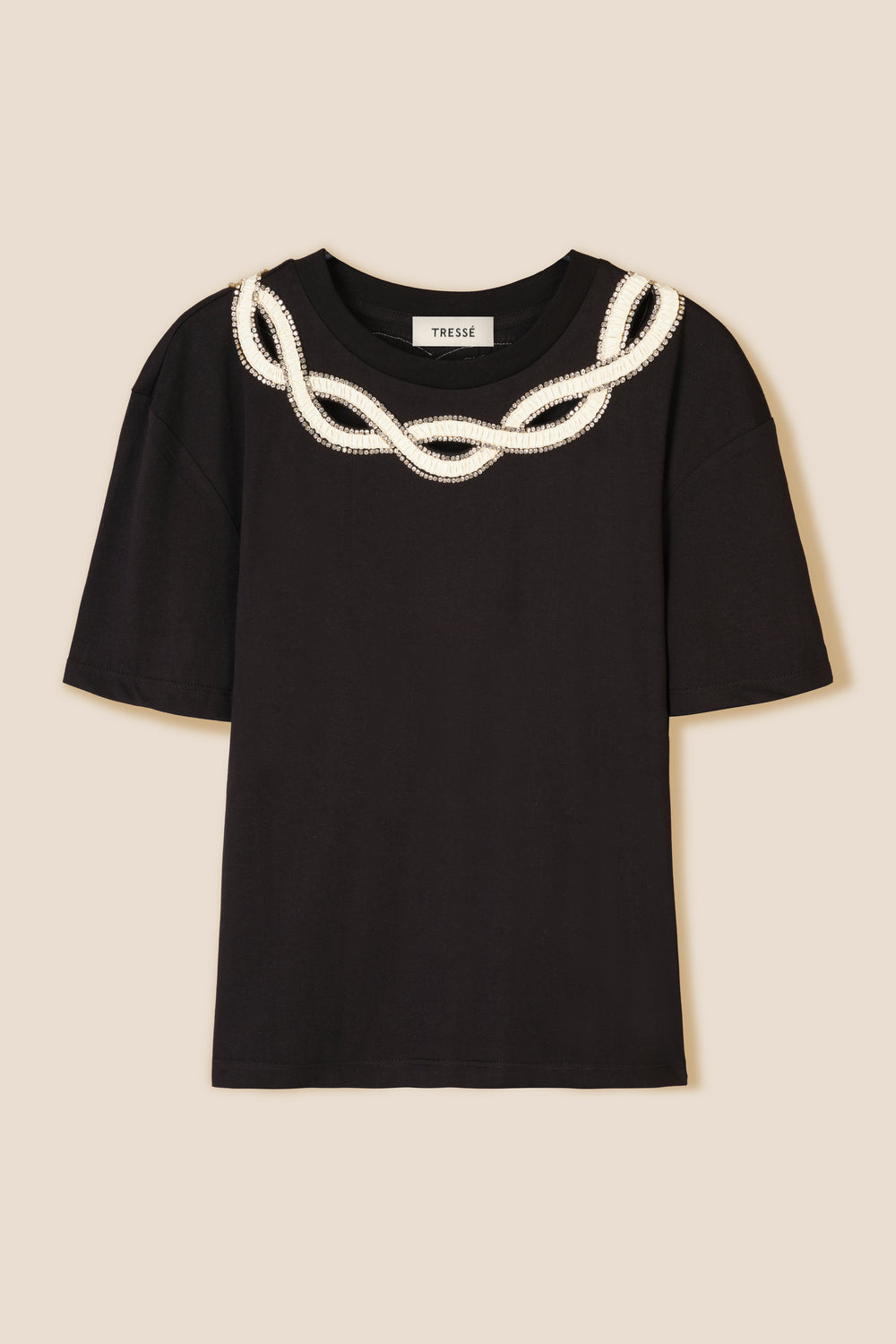 Braided collar T-shirt