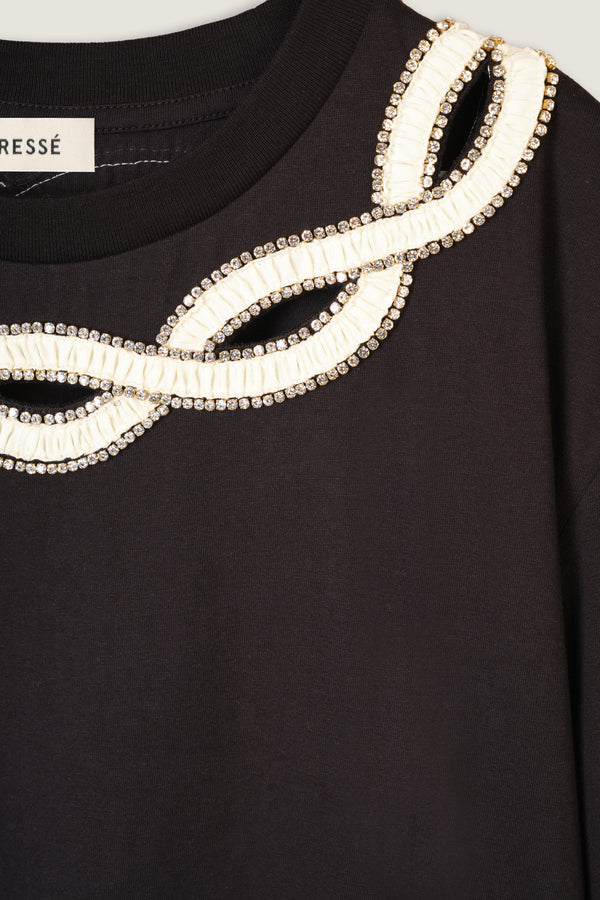 T-shirt à col tresse