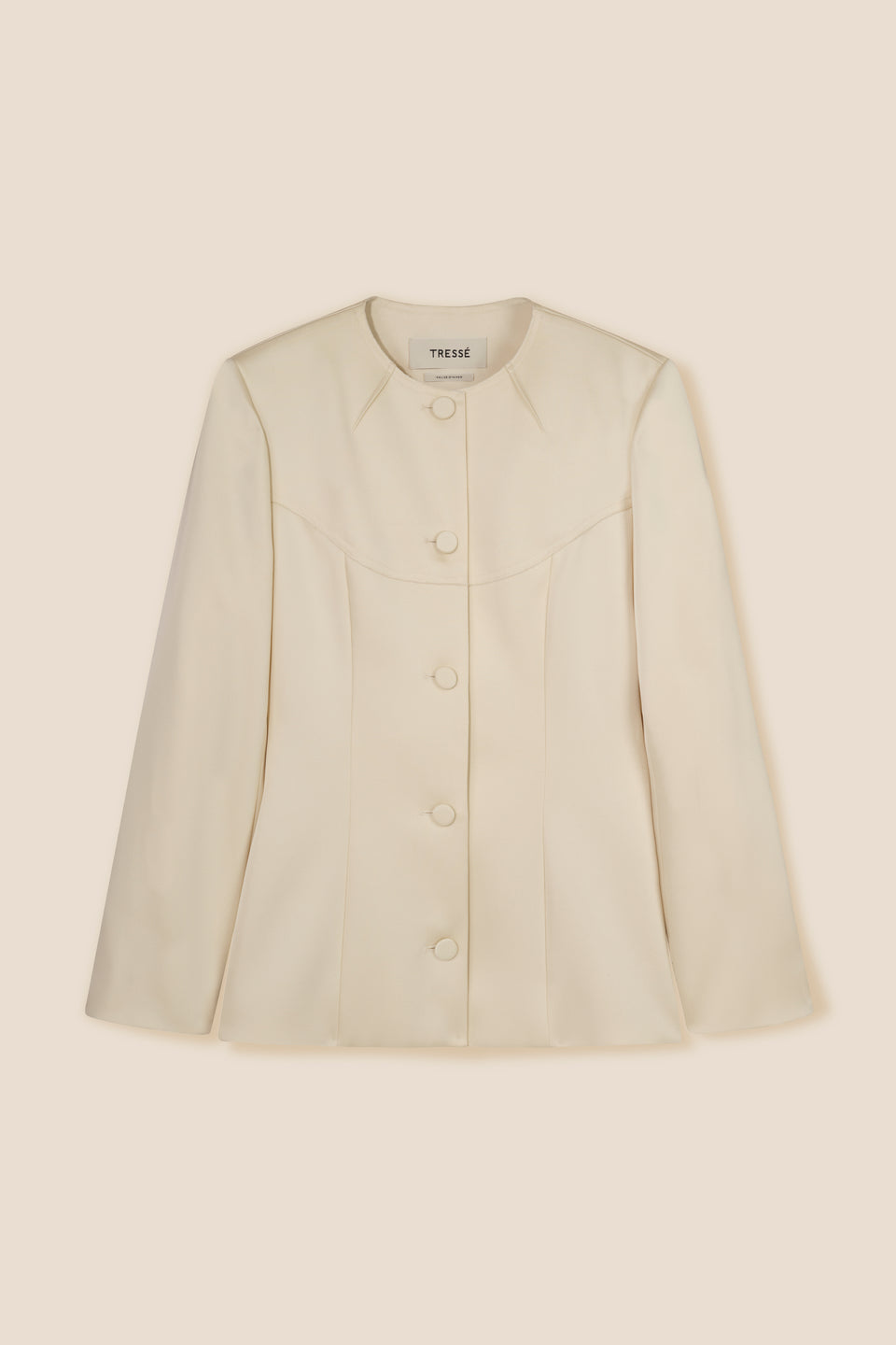 Veste tailleur en satin écru