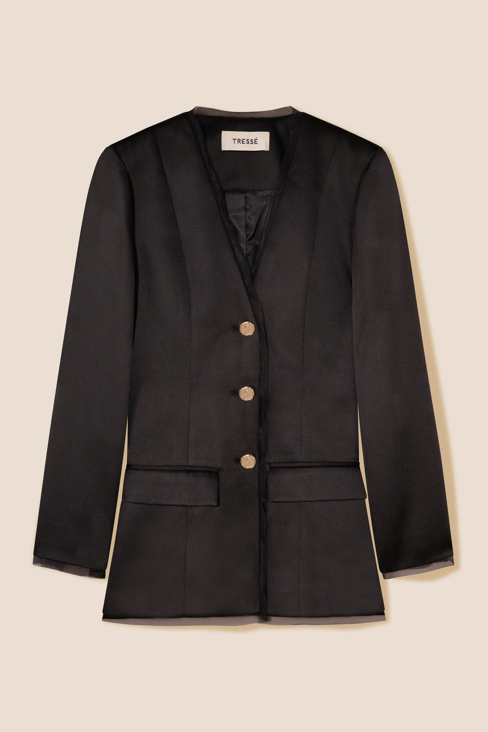 Black satin suit jacket