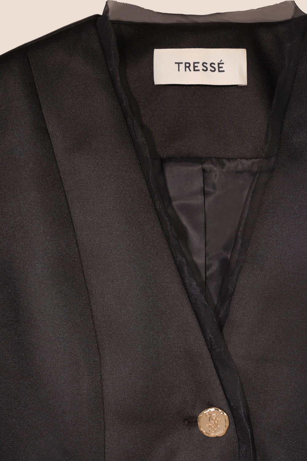 Black satin suit jacket