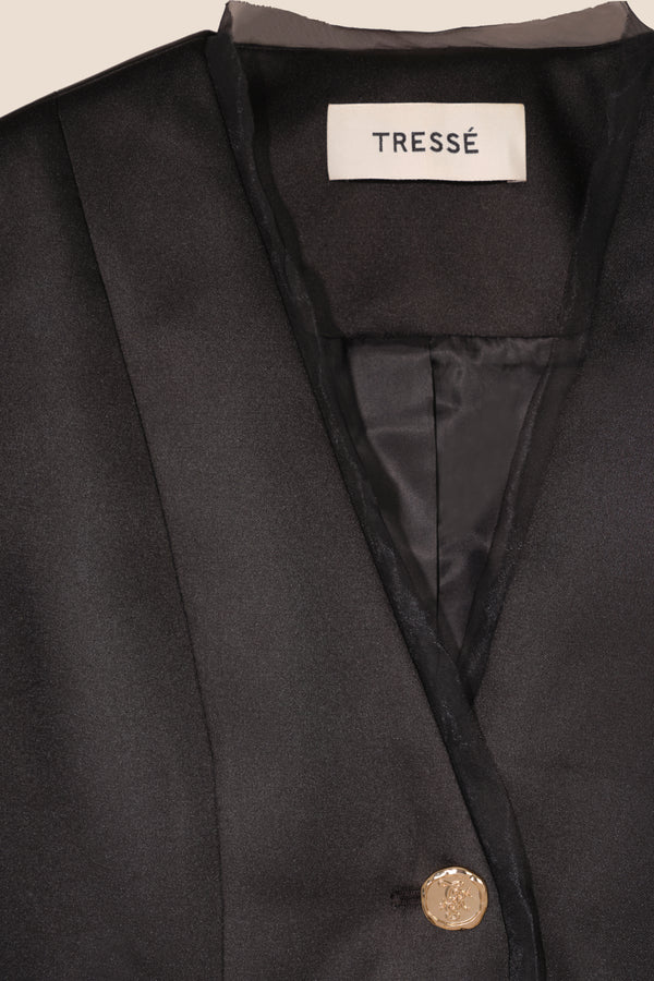 Black satin suit jacket