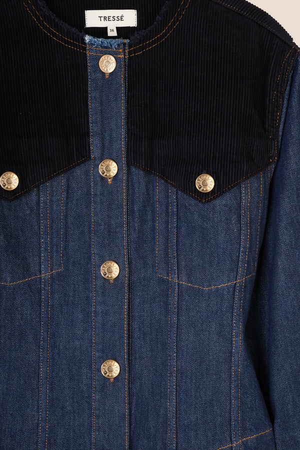 Denim and velvet jacket