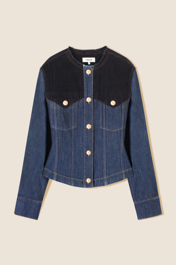 Denim and velvet jacket