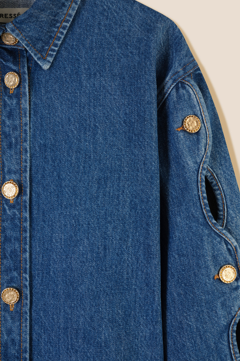 Denim overshirt with cutouts