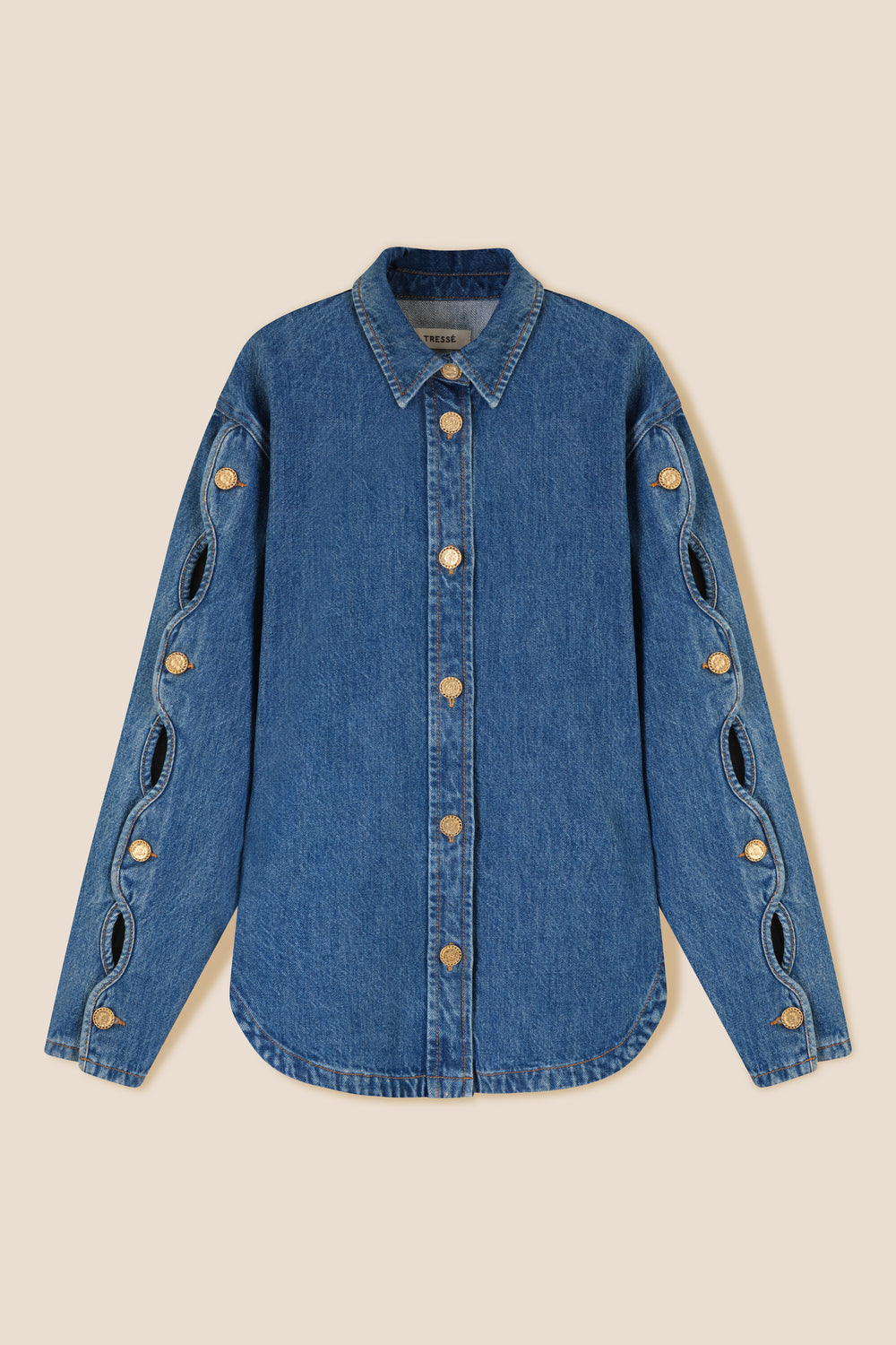 Denim overshirt with cutouts