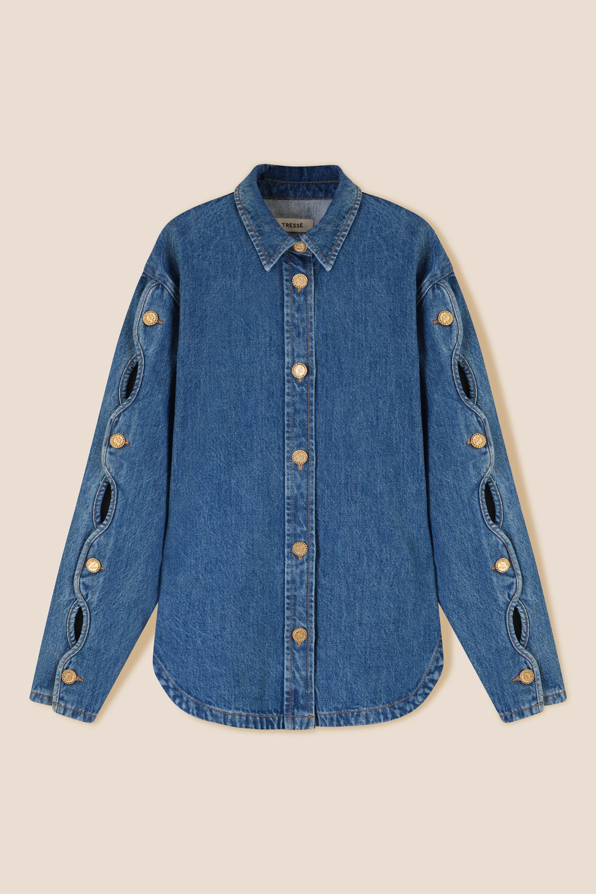 Cutout denim overshirt