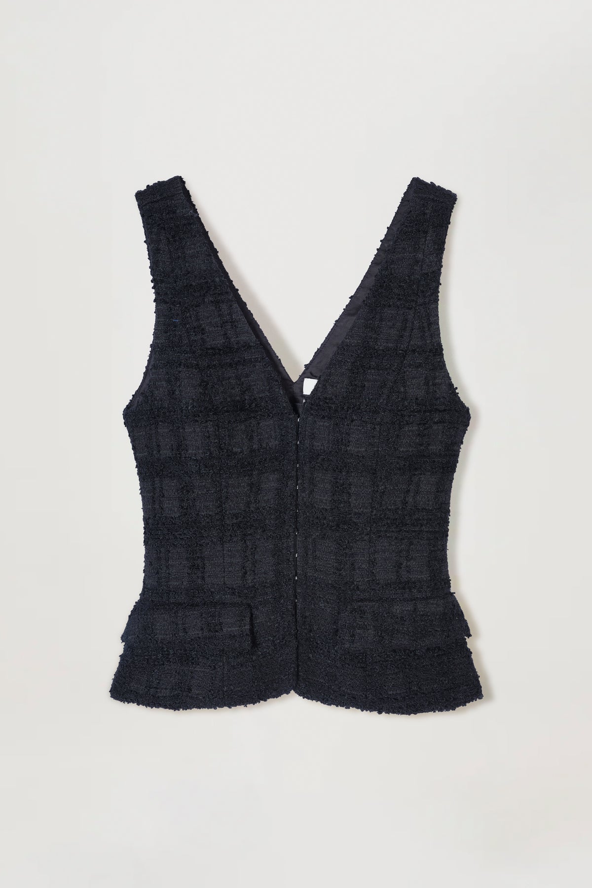 Tweed top with gold brooch